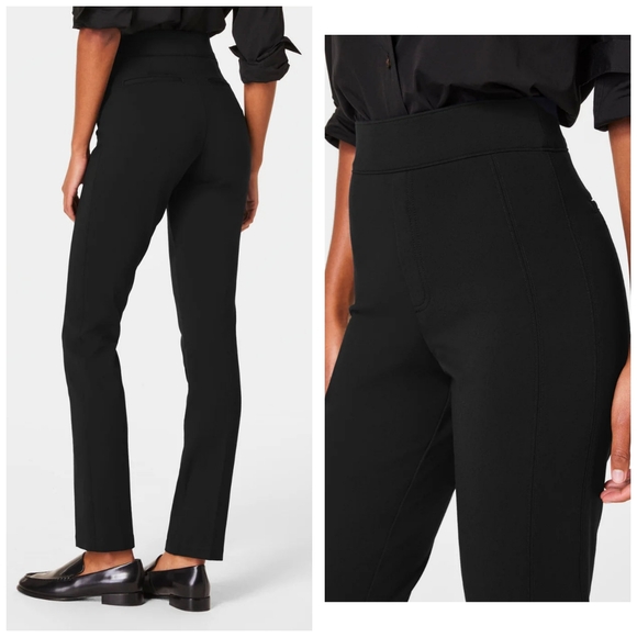 SPANX Perfect Fit Ponte Slim Straight Pant Size Medium Black - Picture 4 of 16